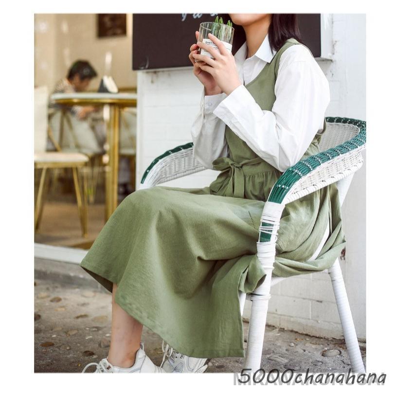 H型エプロン ドレスエプロン レディースワークエプロン ロング