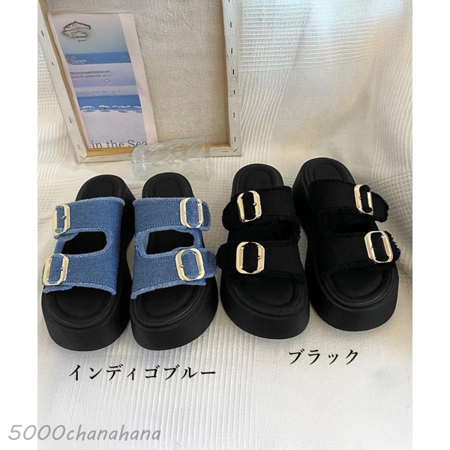 ダブルバックルサンダルデニム厚底サンダル : HAMIYAショップ - 通販