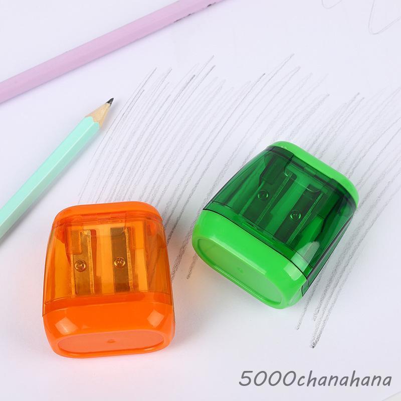 鉛筆削り 手動 2穴 蓋付き ミニ 文房具 文具 ステーショナリー