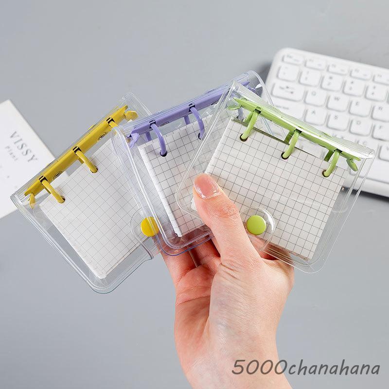 システム手帳 ミニバインダー 3穴 80枚 方眼紙 A6 透明 クリア
