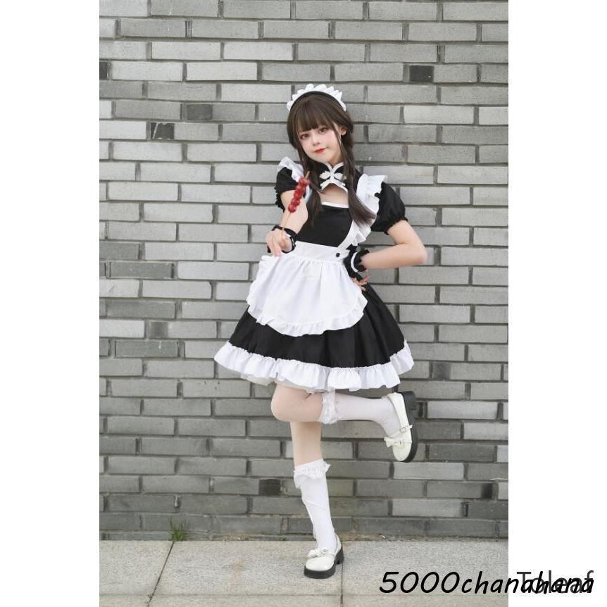 メイド服 メイドコス ロリータ 半袖 膝丈 ショート丈 ワンピース