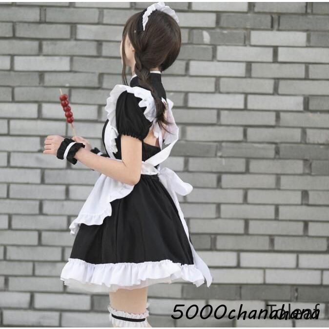 爆買 メイド服 メイドコス ロリータ 半袖 膝丈 ショート丈 ワンピース