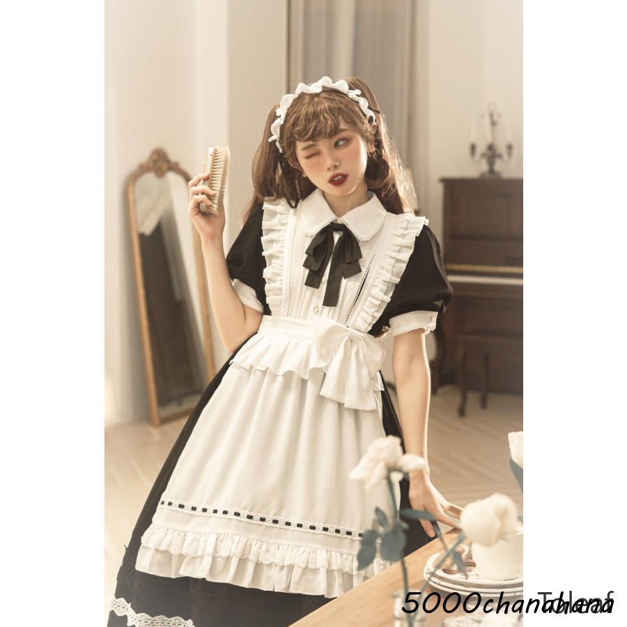 コスプレ メイド服 黒 ブラック 白 ホワイト 華やか メイド 豪華セット