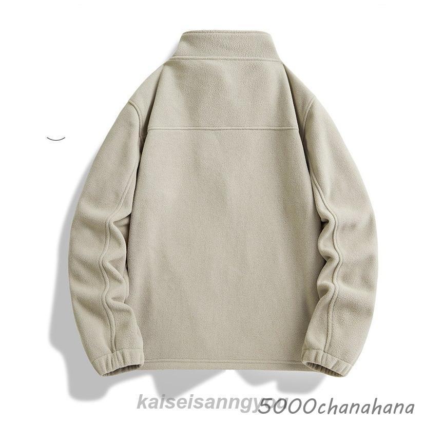 フリース メンズ レディース スタンドカラー 無地 厚手 防寒着