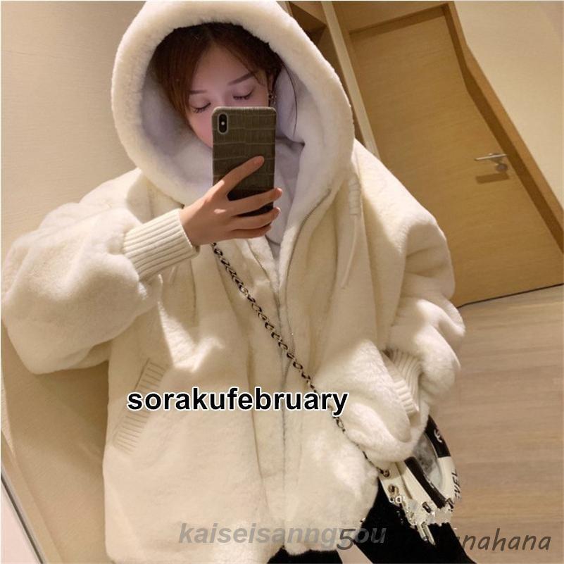 フリース レディース ボア パーカーアウター フード付き もこもこ