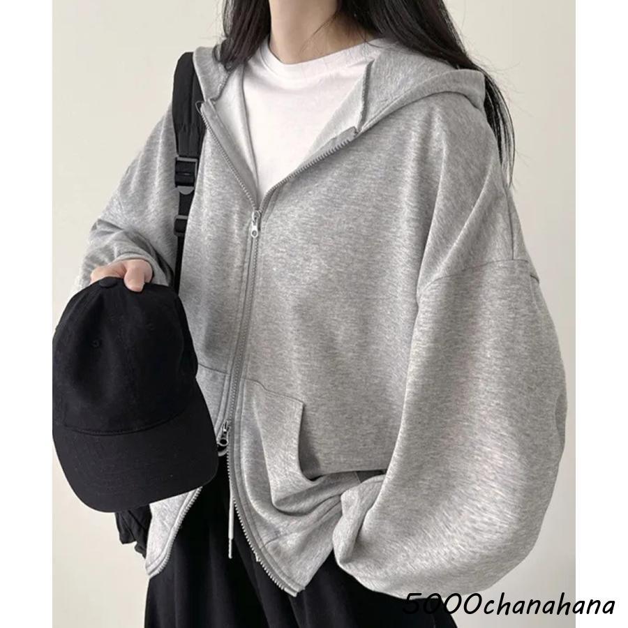 グレー フード付き スウェットパーカー ハイネック ダブルジップ ダブルジップスウェットフード付きパーカー : HAMIYAショップ - 通販