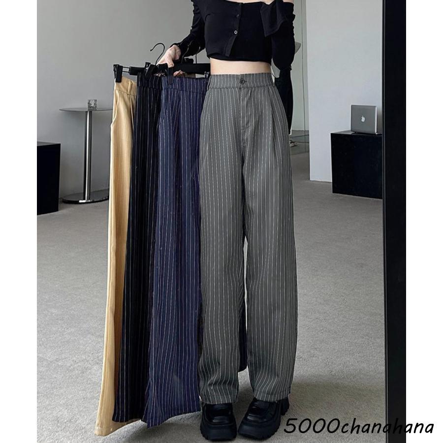 ストライプワイドパンツ春夏秋ロングパンツ : HAMIYAショップ - 通販