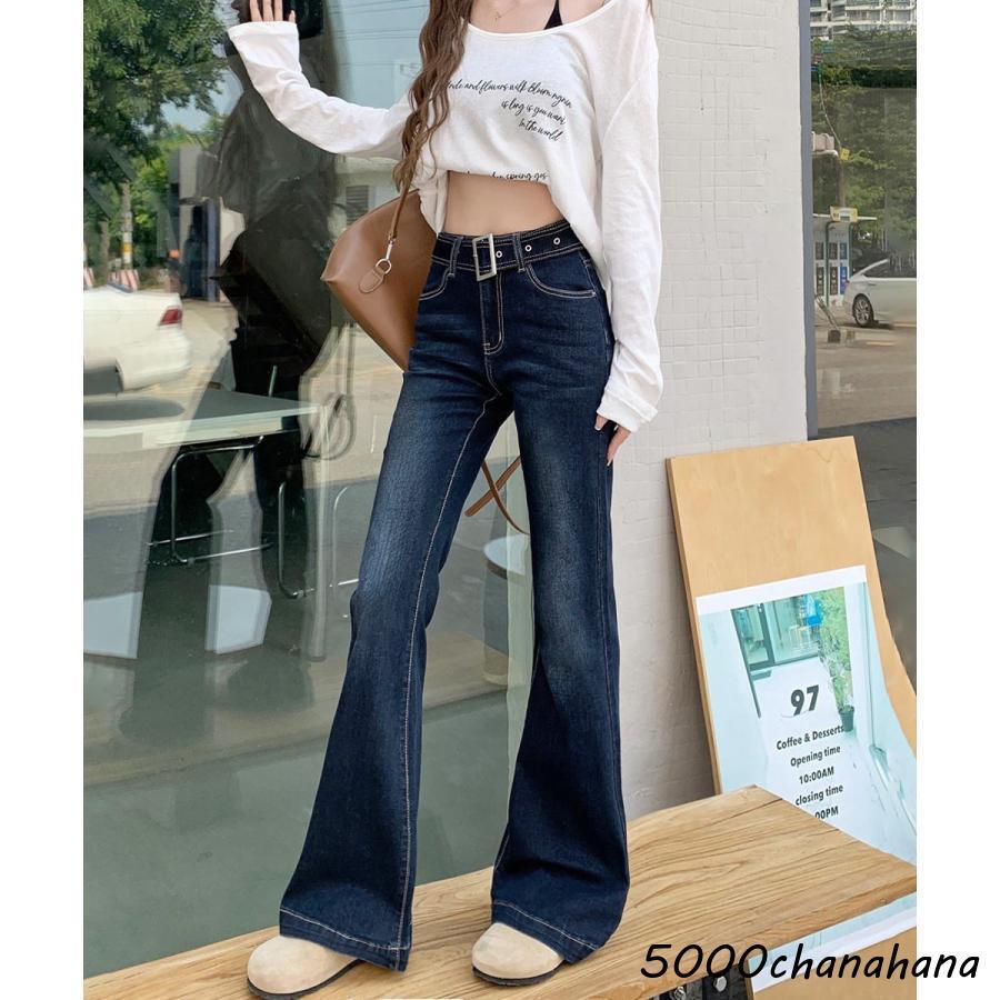 セミフレアデニムパンツ レディース 美脚 : HAMIYAショップ - 通販