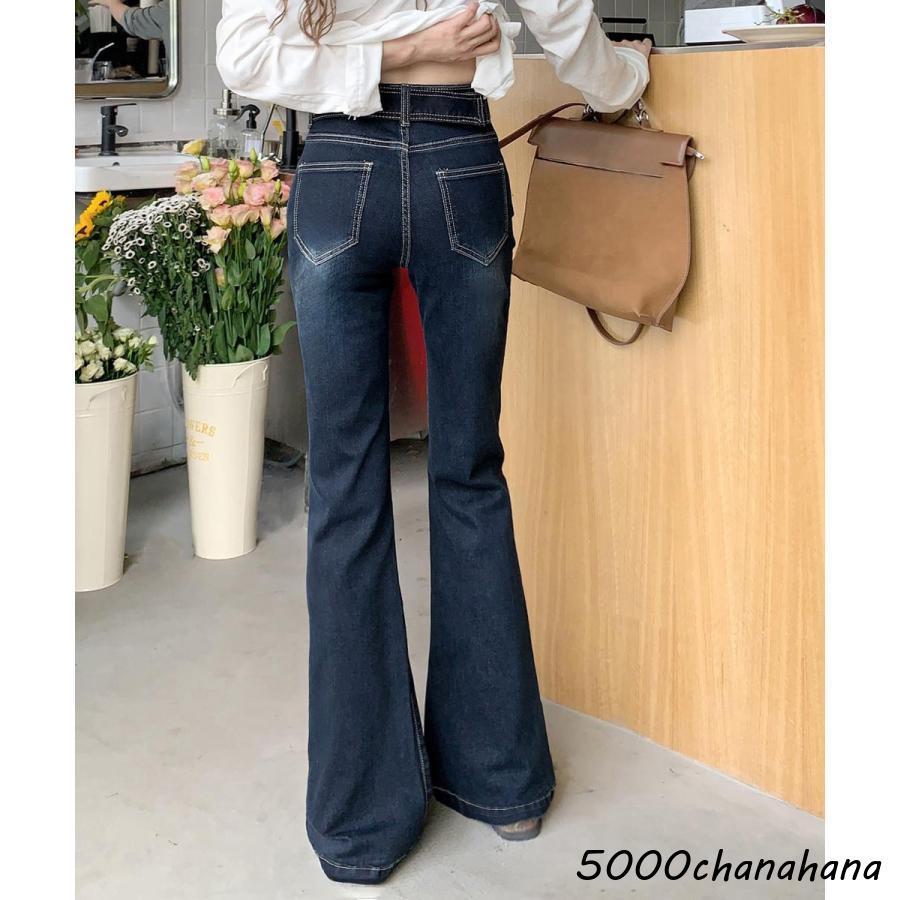 爆買 セミフレアデニムパンツ レディース 美脚 : HAMIYAショップ