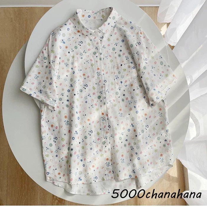 半袖ブラウス レディース シャツ 花柄 チェリー柄 シャツブラウス 半袖