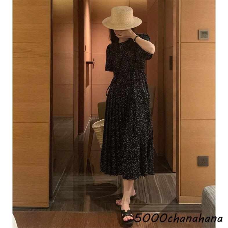 ワンピース レディース ワンピ ロング ドット柄 春 夏 秋 トレンド