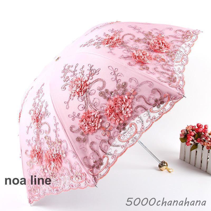 アンテプリマ　お花刺繍付き晴雨兼用日傘 日傘 折りたたみ傘 レディース 晴雨兼用 レース 花柄 刺繍 二重張り 8