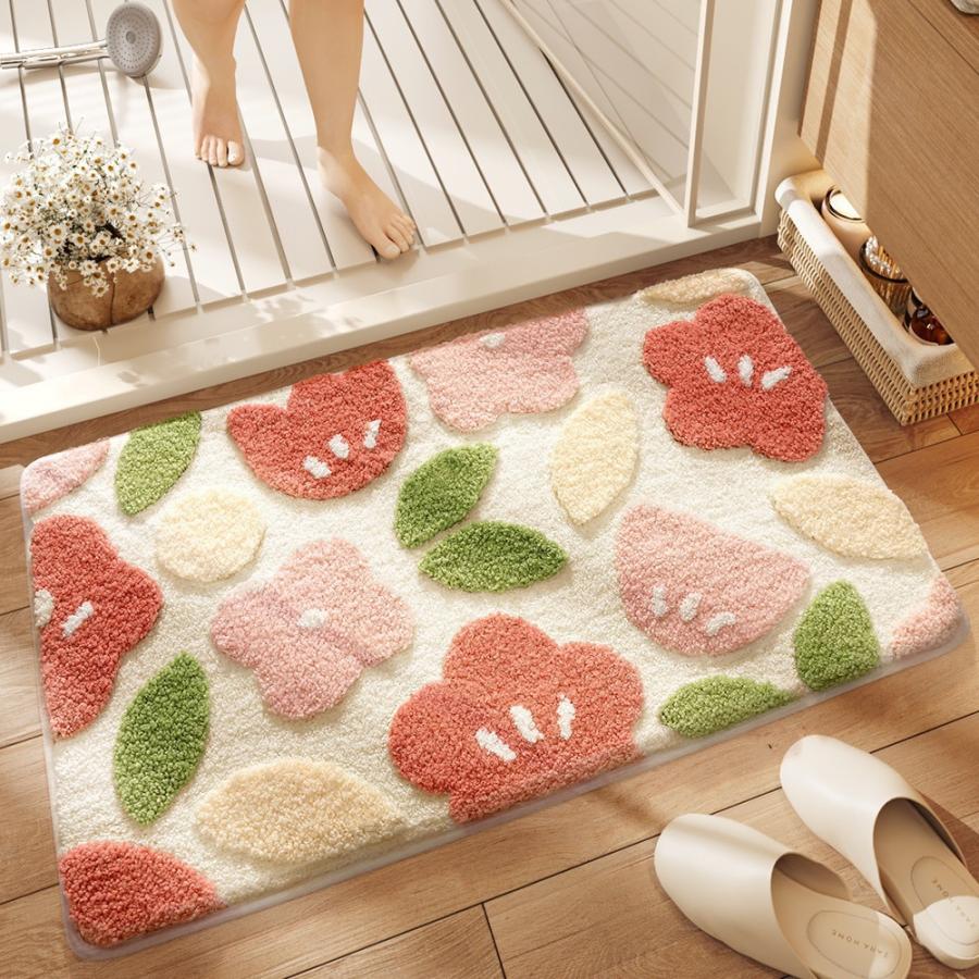 玄関マット カーペット 吸水マット 屋外 室内 洗える レモン柄 玄関