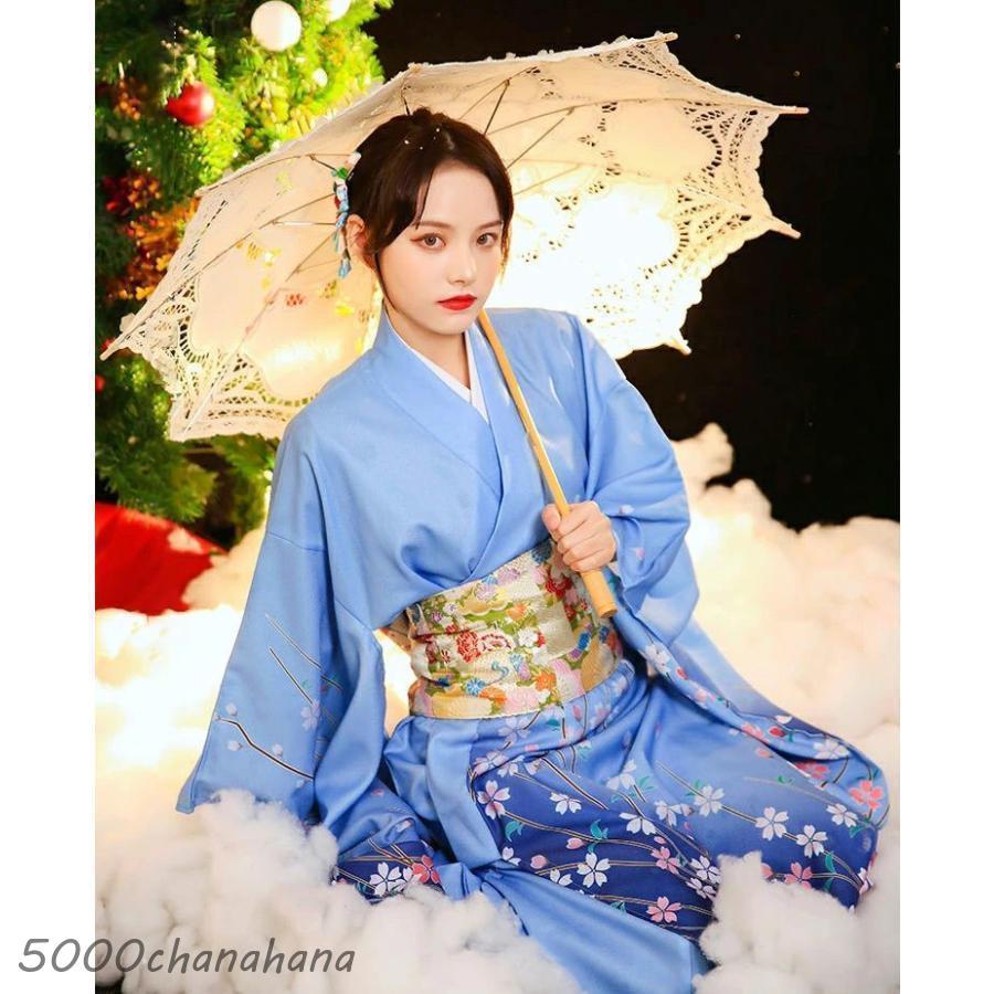 浴衣 高校生 可愛い 中学生 大人 レディース セット 女性 青い 桜 花柄