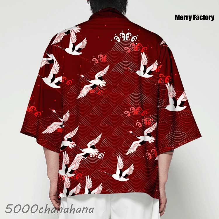 法被 ツル 桜 夏祭り メンズ レディース ハッピ 寺 神社 和柄 羽織り