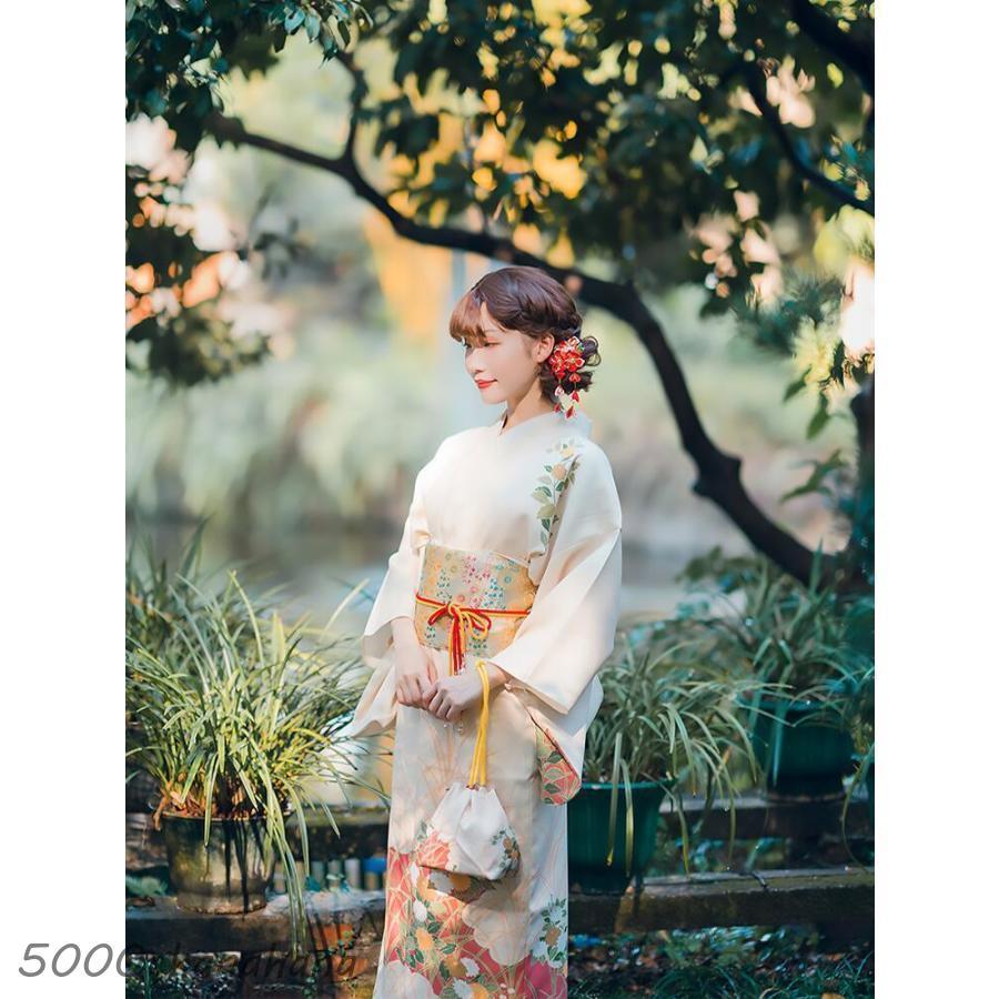 菊柄】黄色 浴衣 ゆかた レディース 女性 作り帯 セット 2点セット