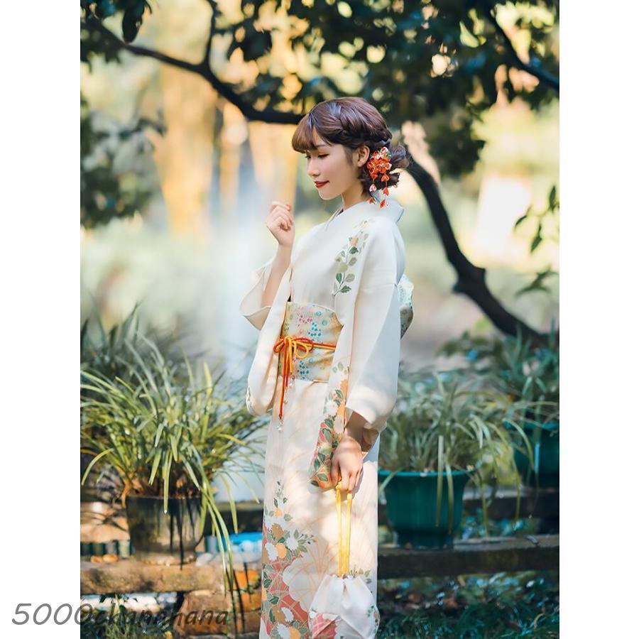 レディース 浴衣 帯セット 菊柄 菊柄】黄色 浴衣 ゆかた レディース 女性 作り帯 セット 2点セット