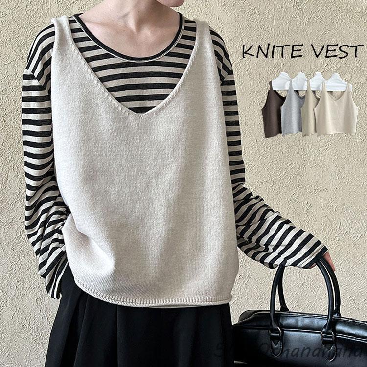 ニット ベスト レディース Vネック ノースリーブ キャミソール タンク
