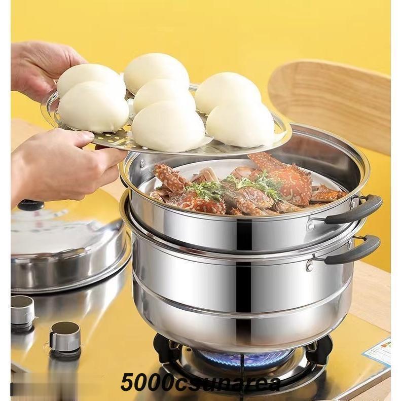 【中古】ステンレス製 業務用 蒸し器 3段 大型 蒸し鍋 即買い❌ Amazon | 蒸し鍋 SUS304食品級ステンレス鋼製 二段 三段 複数