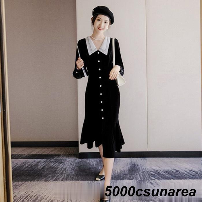 ワンピース レディース 秋 冬 長袖 おしゃれ きれいめ フリル 可愛い