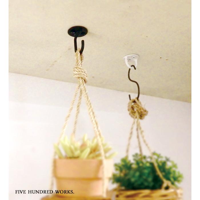 公式 エントリーp10倍 アイアン 天井フック アンティーク調 ギフ 包装 ブラック Diy ホワイト クレエ ハンギングフック A