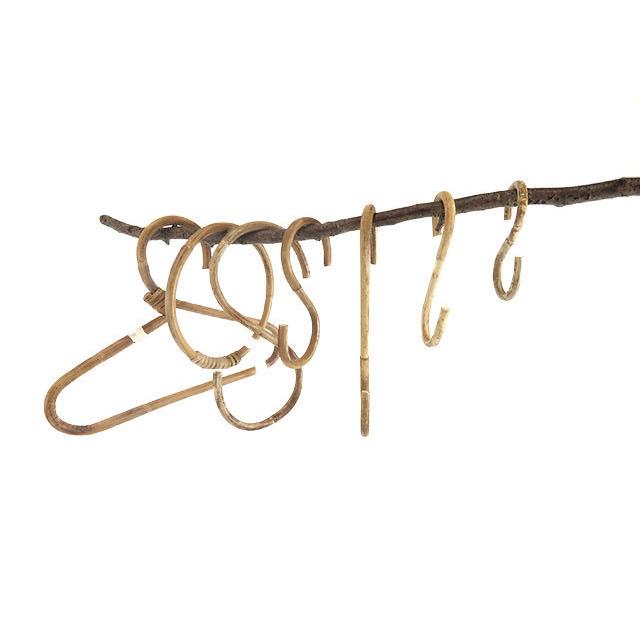 ハンドメイドラタンフック フック ラタン 籐 天然素材 ウォールハンガー 3連 約 W 40cm D 6.5cm H