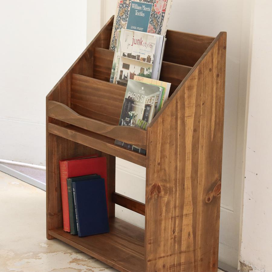 木製雑誌ラック ナチュラルウッド