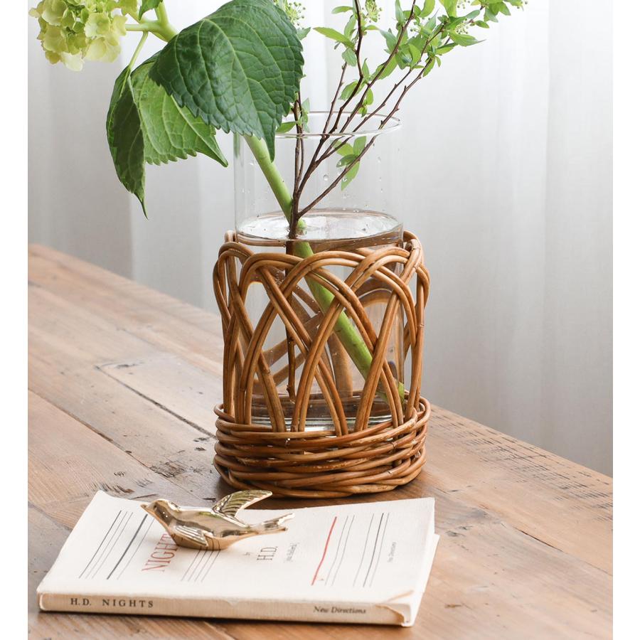 ヴィンテージ*ラタン ピール フラワーベース*籐 皮 花器 花瓶*ドライフラワー ラタン フラワーベース 籐 花瓶 花びん 大きい かご 籠 バスケット