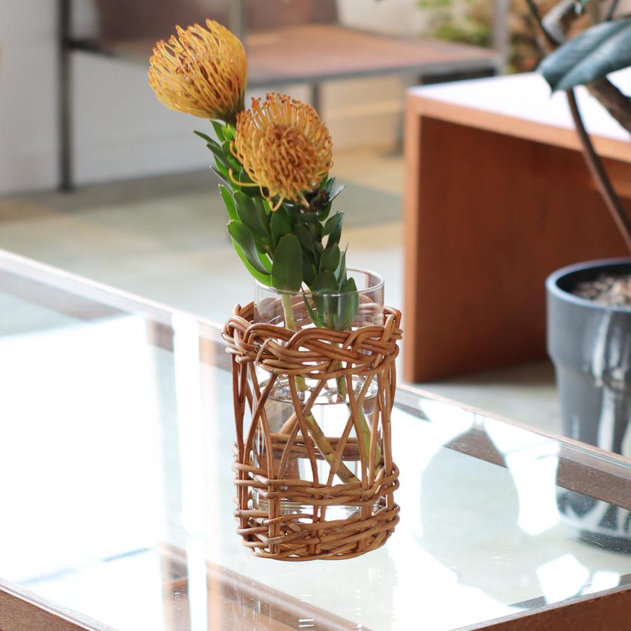 花瓶 おしゃれ フラワーベース 一輪挿し ラタン 公式 アラログ ガラス