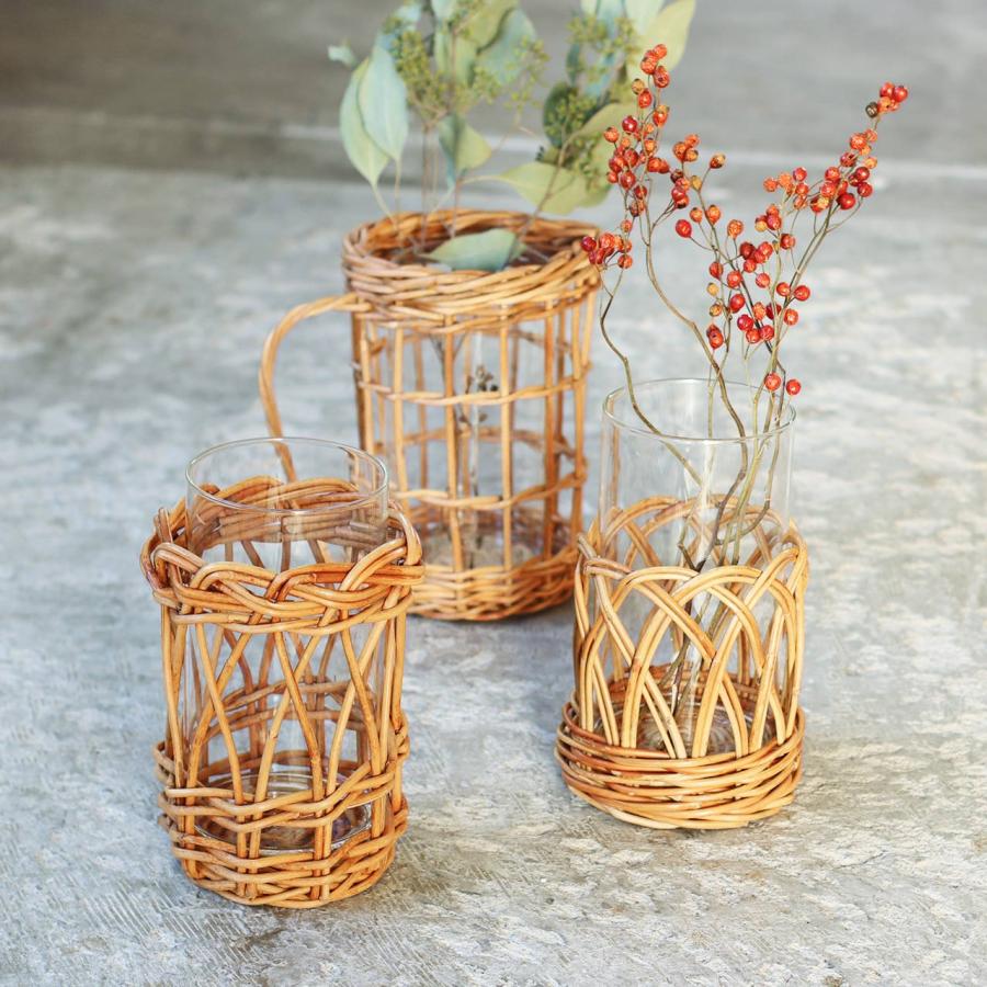 花瓶 おしゃれ フラワーベース 一輪挿し ラタン 公式 アラログ ガラス