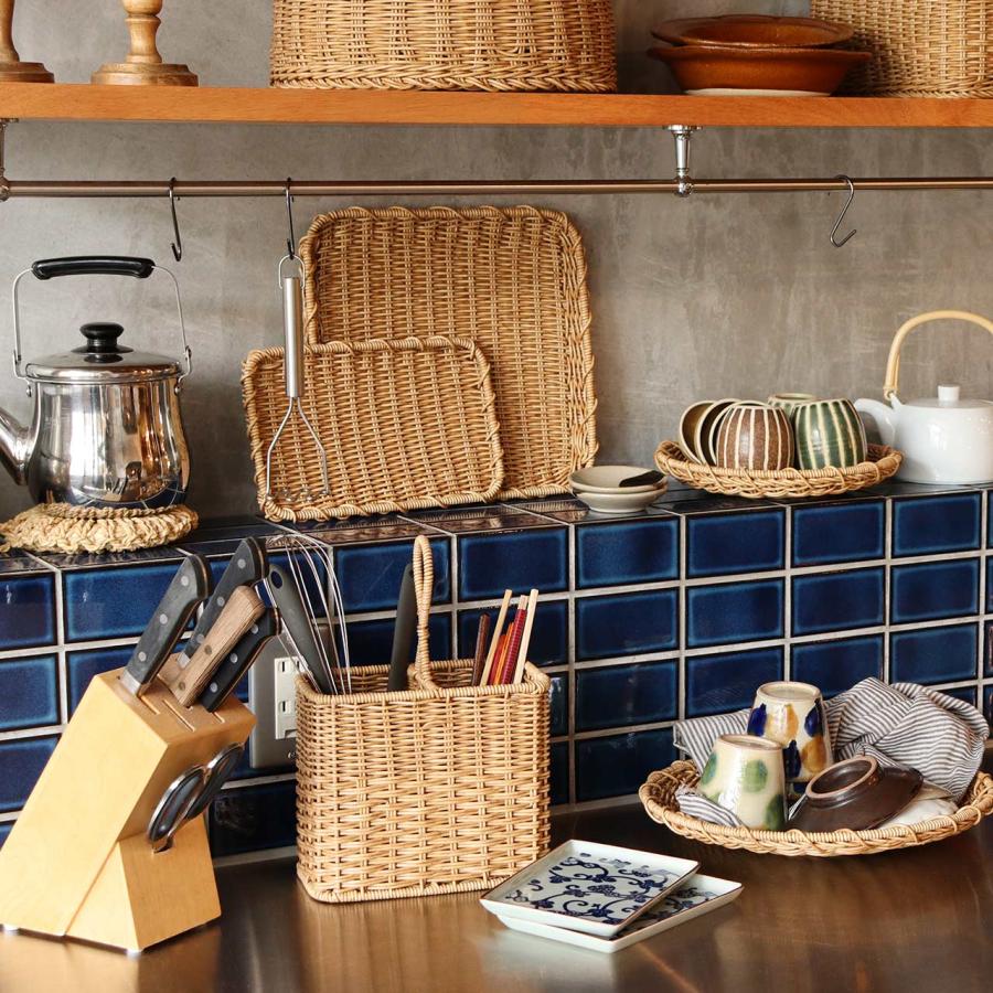 公式 キッチン 水切り 水切りざる 盆ざる 角型 PPラタン 洗える