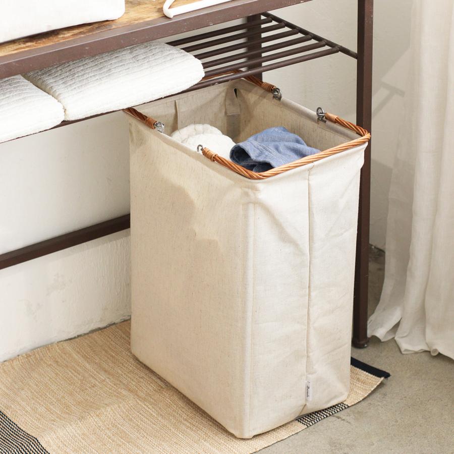 ランドリーバスケット 脱衣かご 洗濯物入れ 整理 収納 洗面 持ち手付 公式 デュソール コットンリネンランドリーバスケット 1001714