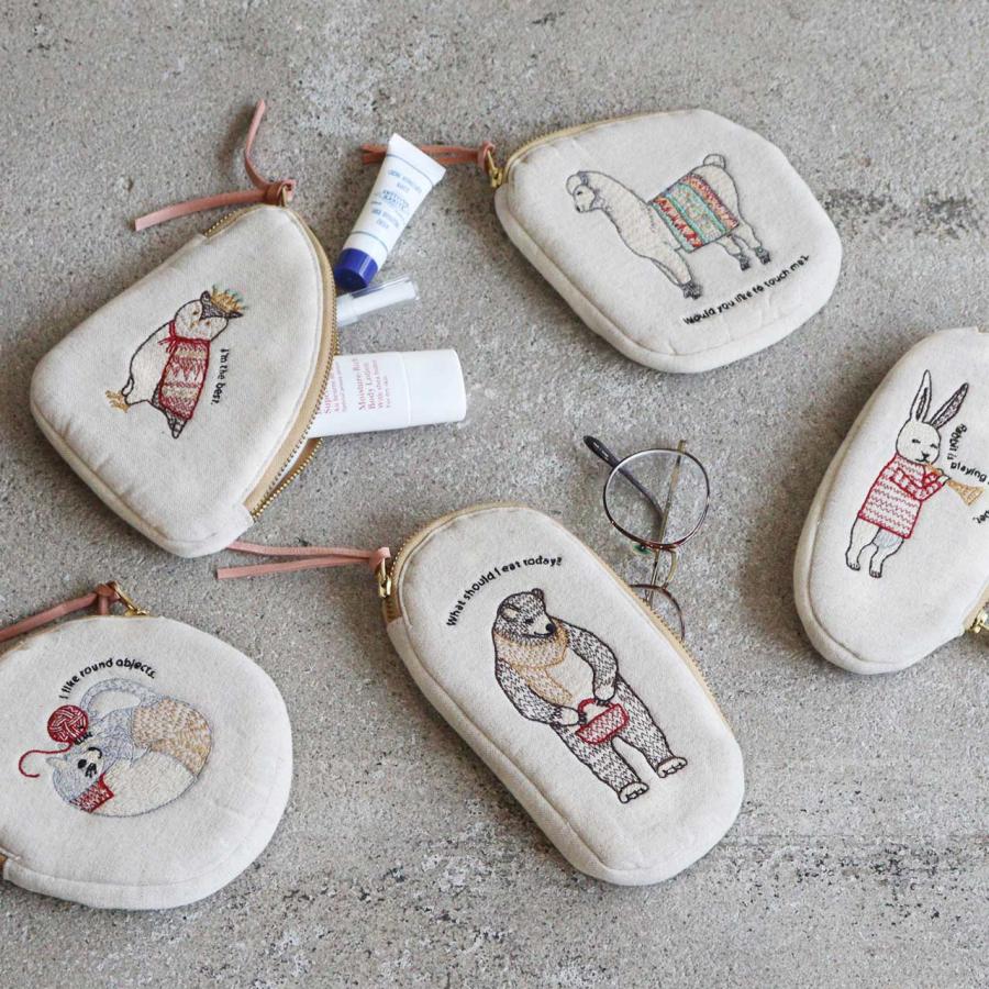 小物入れ ポーチ おしゃれ 刺繍ポーチ 小さめ 動物 ネコ
