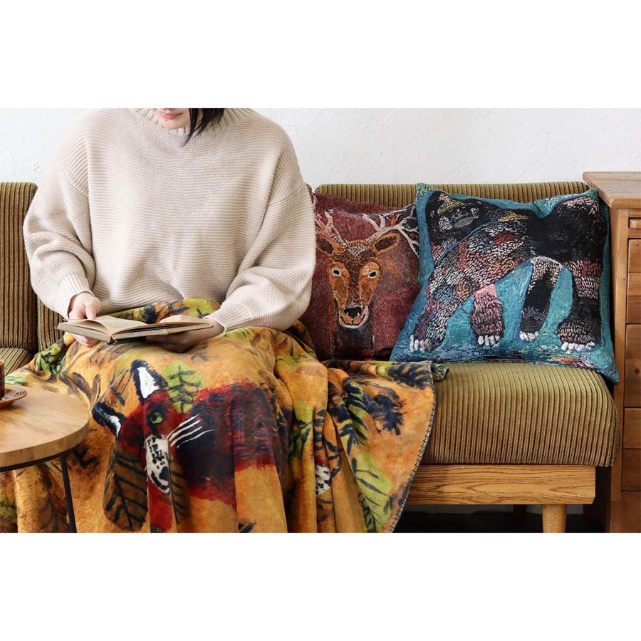 Creer クッションカバー 45cm用 ジャガード ゴリラ トナカイ キツネ