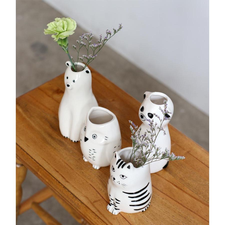 一輪挿し フラワーベース 花瓶 磁器 北欧 動物 アニマル ねこ ネコ 猫