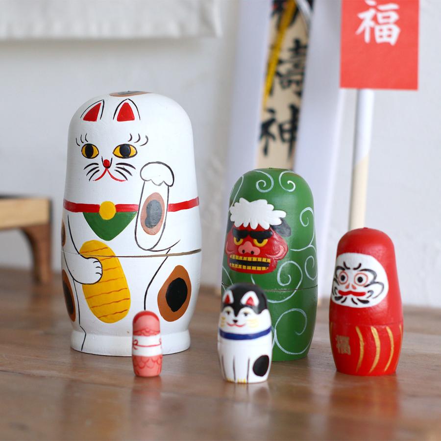 Creer 人形 だるま 招き猫 犬張子 縁起物 木製 日本の縁起物 木製