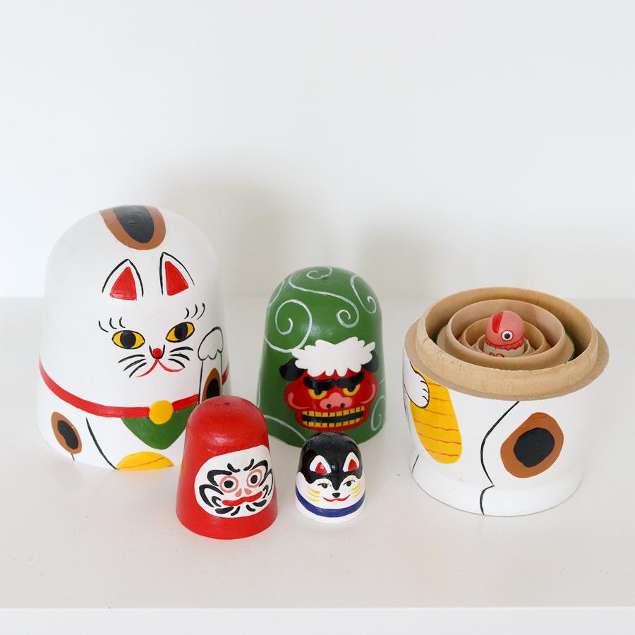 Creer 人形 だるま 招き猫 犬張子 縁起物 木製 日本の縁起物 木製