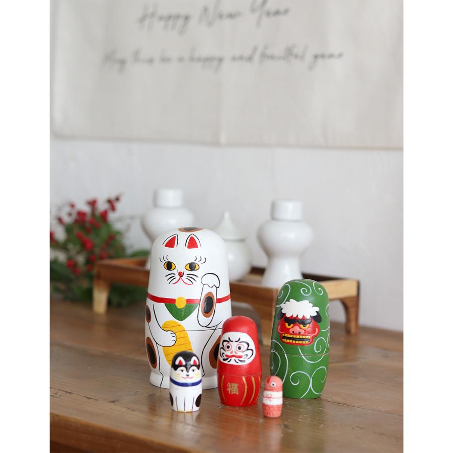 Creer 人形 だるま 招き猫 犬張子 縁起物 木製 日本の縁起物 木製