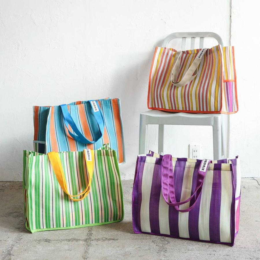 トートバッグ A3 大容量 大きめ カラフル ストライプ ポケット マチ