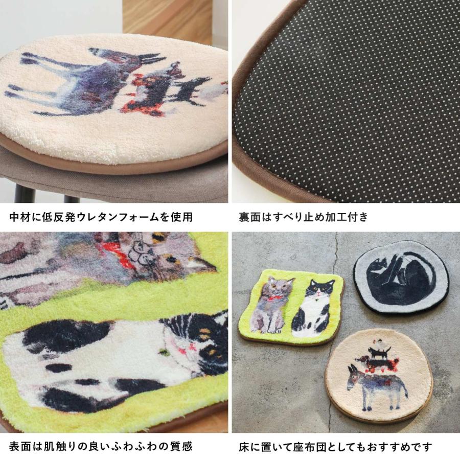 公式 チェアパッド 座布団 椅子クッション 滑り止め 椅子用 丸 かわいい おしゃれ 動物 アニマル 猫 ねこ ナチュラル アトリエコテツ チェアパッド | Creer（家具、インテリア） | 10