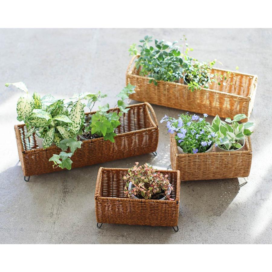 鉢カバー ポットカバー プランター かご 3号鉢 長方形 園芸用品