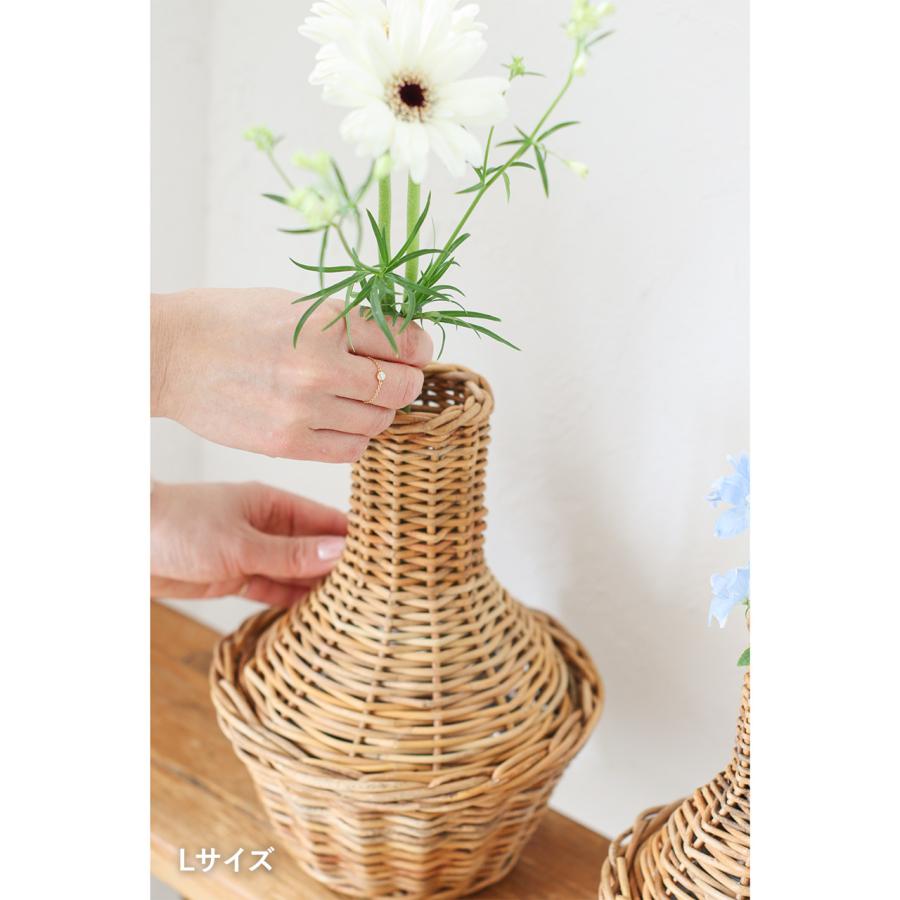 公式 フラワーベース おしゃれ 花瓶 ラタン アラログ 籐 ガラス