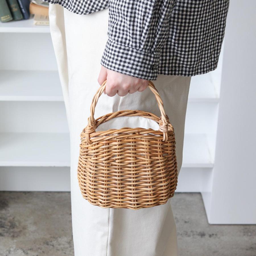 かごバッグ ミニバッグ ハンドバッグ バスケット 藤 皮付きラタン 持ち