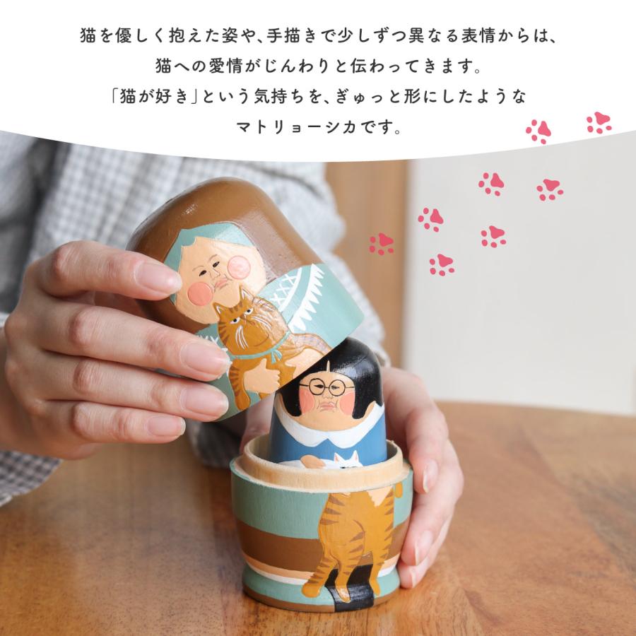 Creer マトリョーシカ 人形 ねこ 猫 猫グッズ ねこ雑貨 かわいい 木製