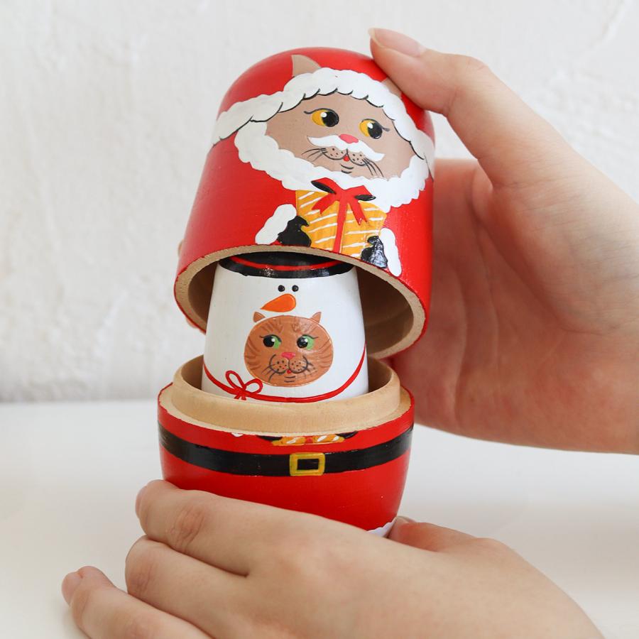 Creer マトリョーシカ 人形 クリスマス 猫 ねこ サンタ ツリー