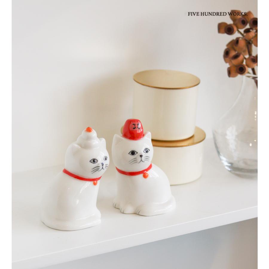 Creer 猫 ねこ ネコ お正月 置物 鏡もち だるま 磁器 飾り 玄関