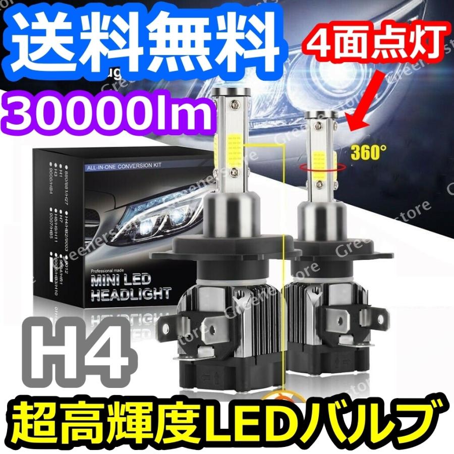 ヘッドライトバルブ ロービーム パジェロミニ H53 58A 三菱 4面 LED H4 6000K 30000lm SPEVERT製｜510supply2