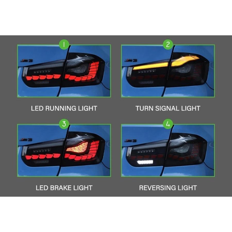 テールライト BMW F30 F35 F80 3シリーズ M3 LED '12-'19 シーケンシャルウィンカー タイプB レッド AKDの画像