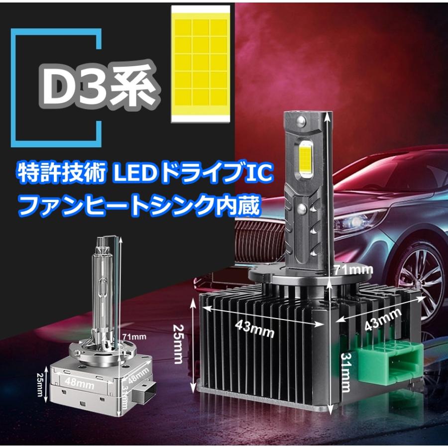 HID変換 LEDヘッドライトバルブ ロービーム WISH ウィッシュ ANE10 ZNE10 トヨタ H15.1〜H17.8 D2R 6500K 35000lm｜510supply2｜07