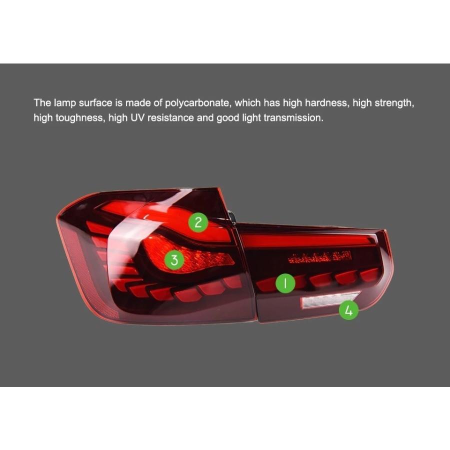 テールライト BMW F30 F35 F80 3シリーズ M3 LED '12-'19 シーケンシャルウィンカー タイプB スモーク AKDの画像